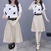 Elegante vestido de verano para mujer, corte ajustado, longitud media, nuevo y estiloso conjunto de dos piezas, falda de lunares de cintura alta, otros estilos