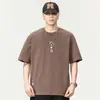 Camiseta de algodón de bambú de manga corta para hombre, nuevo estilo de verano, corte holgado, marca de moda, talla grande, manga media, cuello redondo para hombre, camiseta simple y versátil