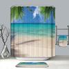 Cortina de Ducha de Baño Impermeable, Antivaho y Antimoho Serie Popular Transfronteriza Playa Oceánica Impresión Digital Poliéster Venta Directa de Fábrica