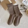 Calcetines Largos Rayados de Costilla Texturizados Estilo Japonés Versión Coreana Ins Color Morandi Algodón Calcetines de Color Sólido Slouch