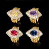 Anillo de dedo femenino en forma de huevo con temperamento de flor de hielo de corindón de imitación chapado en oro de cobre de joyería Zhuangshang 7*9