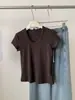Camiseta Retro de Tencel Adelgazante y Blanqueadora para Mujer, Nuevo Estilo de Verano, Suave y Amigable con la Piel, Escote Redondo de Doble Costura, Manga Corta