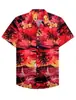 Camisa Hawaiana con Dibujos Animados Impresión 3D Cuello Redondo Manga Corta Sin Planchar Camisa para Hombre Top Casual