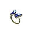 Colgante de cristal azul de cuatro piezas, collar de cristal para niña, anillo de mariposa, pendientes de cristal de moda, regalo de cumpleaños