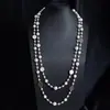 Colar Longo de Pérolas Levemente Luxuoso e de Alta Qualidade, Corrente para Vestido Fashion e Versátil, Colar Multicamadas, Acessórios de Joias em Liga