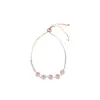 Pulsera de Flor con Circonita Cúbica Rosa Padparadscha Estilo Coreano Pulsera Delicada Femenina Joyería de Nicho de Alta Gama para Mujeres