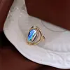 Elegante Anillo de Esmalte para Mujer, Diseño de Nicho Estilo Ins, Anillo Ajustable de Punta Abierta con Patrón para Dedo Índice, Anillo de Dedo del Pie, Directo de Fábrica