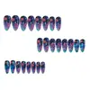 Peças de Unha Vestíveis com Estampa de Coral Subaquático Gradiente Europeu e Americano Mais Vendidas, Peças de Unha Vestíveis Gradiente Azul, Peças de Nail Art para Atacado