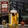 Garrafa de vidro para infusão recipiente doméstico selado pote para vinho medicinal de ginseng tonel de vinho pote para vinho branco com torneira garrafa de vinho especial