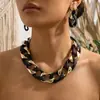 Brincos de moda transfronteiriços europeus e americanos, quadrados vazados foscos, retalhos, hip-hop, fluorescentes brilhantes, acrílico, corrente cubana