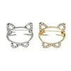 Broche de Gatinho Desenho Animado com Strass Estilo Japonês Feminino Fofo Alfinete Anti-Exposição Mini Corsage Acessórios Fixos para Roupa