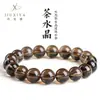 Pulseira de Contas Redondas de Cristal Natural Jiuxiaya para Chá Pulseira de Cristal Cor de Chá Quartzo Fumê Venda Direta do Fabricante