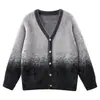 Nuevo suéter de punto con botones, cuello en V, manga larga, estilo gradiente de lujo discreto "old money" para mujer, tejido de punto de manga larga, cárdigan, chaqueta para mujer