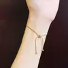 Versión Coreana Pulsera Sencilla Hueso de Serpiente Oro 18K Moda Mejor Amigo Estudiante Sencillo Estilo Ins Bosque Longitud Ajustable No se Desvanece