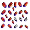 Uñas de Calabaza y Calavera de Halloween Estilo Ins Europeo y Americano Puntas de Uñas Redondas y con Forma de Almendra Uñas Postizas Uñas de Almendra Press-On