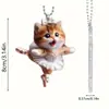 Colgante de Acrílico Transfronterizo Nuevo Lindo Gatito de Ballet Colgante Plano Decoración de Espejo Retrovisor Interior de Coche Colgante de Llavero
