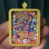Colgante Thangka de Zorro de Nueve Colas Dorado Pintado a Mano Amuleto Budista Collar Caja Gawu Guanyin Zaki Lamu Thangka
