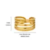 Anillo Ondulado Línea de Diseño Acero Inoxidable Chapado en Oro de 18 Quilates Geométrico Versátil Anillo Abierto Joyería Estilo Ins Europeo y Americano