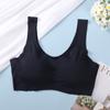 Shangpin Anxin Sujetador deportivo de una pieza de cuatro generaciones para mujer, de seda de hielo, sin costuras, sin aros, fruncido, de talla grande