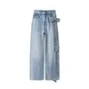 Jeans Versátil de Corte Reto Emagrecedor para Mulheres Moda Street Style Calças Longas Novas Fazem as Pernas Parecerem Mais Longas Calças Quentes com Laço de Strass