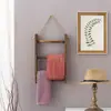 Estante de Almacenamiento Viejo de Madera Estante para Toallas Bufandas de Baño Colgante Trapezoidal con Cuerda de Cáñamo Montado en Pared Estante Decorativo