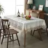 Mantel Jacquard de Poliéster Lujo Ligero, Cubierta Rectangular para Mesa, Mantel Impermeable y Resistente al Calor para Mesa de Café, Más Vendido en Amazon con Bordado de Encaje en el Borde