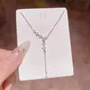 Collar cuadrado pequeño de circón ultrabrillante estilo coreano para mujer, lujo ligero, elegante, cadena para clavícula de acero de titanio de alta gama, venta al por mayor