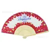 Abanico de bambú plegable de 21 cm, estilo retro, de tela a una cara, logo impreso, abanico plegable para boda china, dama de honor, venta al por mayor
