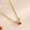 Colar de Aço Inoxidável em Formato de Coração em Estoque, Pingente Feminino Borboleta 18K Ouro Transfronteiriço, Acessórios Florais Outono e Inverno, Joias de Ouro