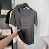Camiseta de Verano 2025 Estilo Perezoso Brillante Cuello Redondo Manga Corta para Mujer Lujo Accesible Holgada Casual Versátil Camiseta Base Superior para Mujer