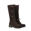 Botas Largas de Piel de Vaca para Mujer 2026 Otoño/Invierno Nuevo Estilo con Cordones Tubo Alto Botas de Jinete Punta Cuadrada Hebilla Botas Largas por Encima de la Rodilla