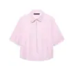 Atacado transfronteiriço 2026 moda casual europeia e americana simples camisa de manga curta para mulheres com decoração de botão de pérola artificial D25450