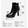 Botas Curtas Forradas com Lã Estilo Novo 2026 para Mulheres, Sapatos de Mãe, Botas de Couro de Salto Alto para Mulheres Baixas, Saltos Grossos Confortáveis, Botas de Couro Macio de Inverno para Mulheres
