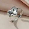 Anillo de Corazón de Moda Retro para Mujer, Anillo Abierto de Línea Geométrica Simple y Versátil de Múltiples Capas, Anillo Personalizado con Letra para Dedo Índice