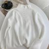 Suéter de una pieza de terciopelo de cuello alto medio de manga larga para mujer otoño e invierno Nuevo estilo coreano con forro polar grueso camiseta básica top