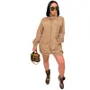 D9502 Amazon Más Vendido Ropa Europea y Americana Moda Casual para Mujer Vestido Holgado de Color Sólido con Cremallera de Manga Larga