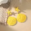 Pendientes de Ratán y Rafia Estilo Océano de Verano para Mujer Pendientes Trenzados de Estrella de Mar Estilo Bohemio Resort Modernos