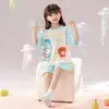 Pijama de Niña Estilo Verano Algodón Puro 2025 Nuevo Manga Corta Estilo Delgado Nezha Niñas Ropa de Casa para Niños Grandes Venta al por Mayor