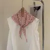 Lenço Triangular Pequeno Floral Estilo Coreano para Mulheres, Doce Lenço de Seda Floral Branco, Protetor de Pescoço Fino