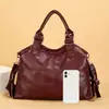 Bolsos Retro Europeos y Americanos para Mujer, Bolso Cruzado de Hombro de Cuero Suave a la Moda, Bolso de Mano de Cuero Lavado de Gran Capacidad para Ropa de Trabajo Casual