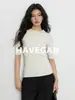 Com Camiseta Básica de Tricô Gola Alta Meia-Calça HAVEGAN/para Mulheres, Outono Manga Curta Slim Fit Stretch Camada Base