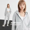 Cardigan Chaqueta Gruesa de Algodón Compuesto 450g para Otoño e Invierno, Suelto, para Mujer, Casual, Color Puro, Cremallera, Sudadera, Estilo Trendy de Pareja