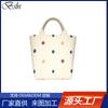 Bolsa de Lona, Bolso Cruzado Casual y Sencillo de un Solo Hombro con Lunares, Bolso de Mano de Lona de Algodón para Niñas, Bolsa Tote Versátil