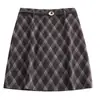 Falda de Lana a Cuadros Retro Invierno 2025 Ropa de Trabajo Moda Ajustada Falda que Resalta la Cadera Falda Corta Elegante para Personas Petites