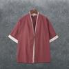 Estilo Chinês de Verão Gola Assimétrica Manga Curta Hanfu Masculino Roupa de Estilo Antigo Roupa Zen de Estilo Antigo para Homens Roupas Étnicas Masculinas