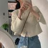 Chic Coreano Nuevo Estilo Vintage Único Bolsillo de Tres Botones Chaqueta Corta Casual de Tweed para Mujer