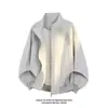 Cardigan Masculino de Alta Qualidade com Gola Alta e Zíper para Primavera/Outono Três-Resistente Design de Jaqueta Simples Solta à Prova de Vento Peça Externa
