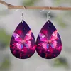 Pendientes Transfronterizos de Moda Nueva con Combinación de Colores, Patrón de Mariposa Tridimensional, Forma de Gota, Cuero PU de Doble Cara Estampado