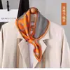 Bufanda de Seda Rayada a Cuadros de Seda Simulada Europea y Americana Bufanda Larga de Seda con Rayas Anguladas Bufanda para Cuello de Camisa de Combinación de Primavera y Verano Bufanda para Mujer