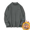 Camiseta de manga larga de terciopelo de doble cara para hombre, cuello medio alto, ropa interior cálida, camiseta de cuello medio con estampado de letras